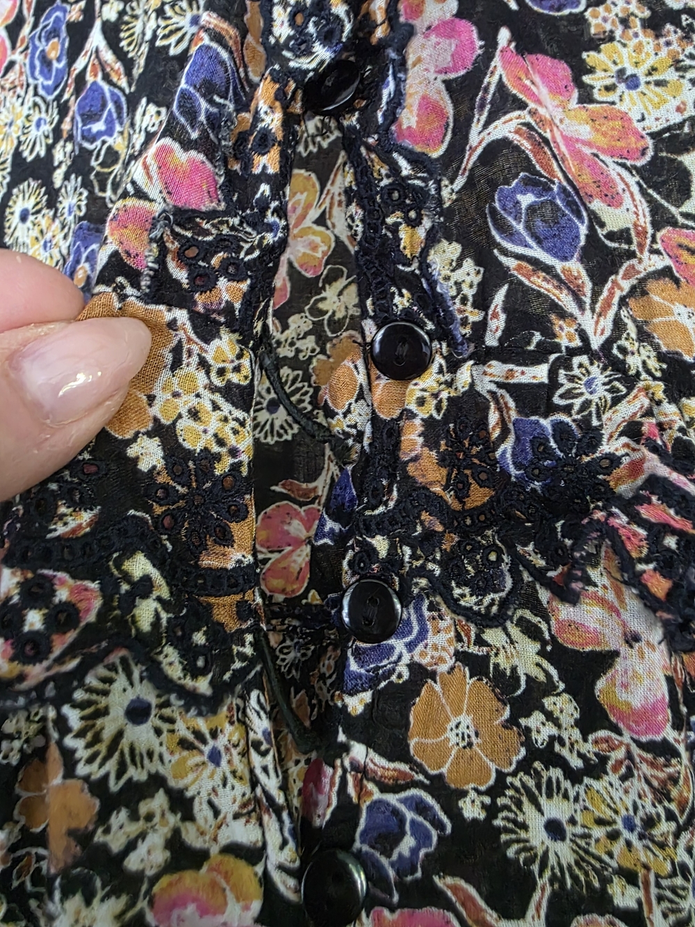 Free People Milania Black Floral Maxi Sz XS Flaw - Picture 5 of 5